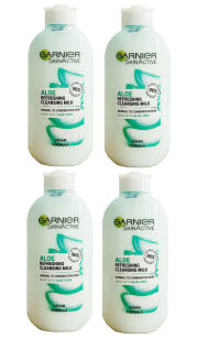 4 x Garnier SkinActive Aloe Refreshing Cleansing Milk 200ml