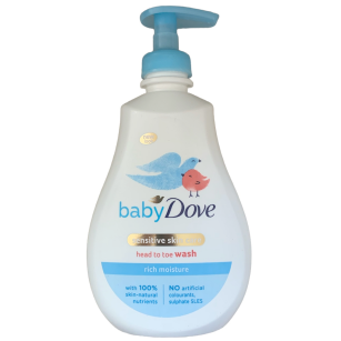 Dove Baby Body Wash Sensitive Skin Care Head To Toe Rich Moisture 400ml